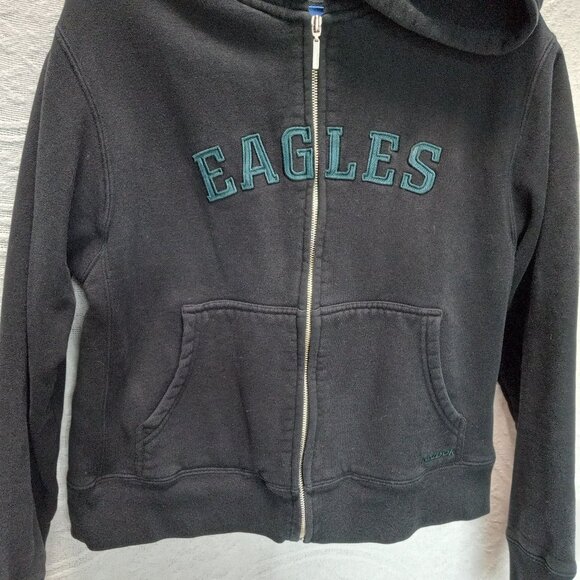 Reebok Eagles Black Zippered Hoodie Sweatshirt Size LG (T-376) - Picture 4 of 11